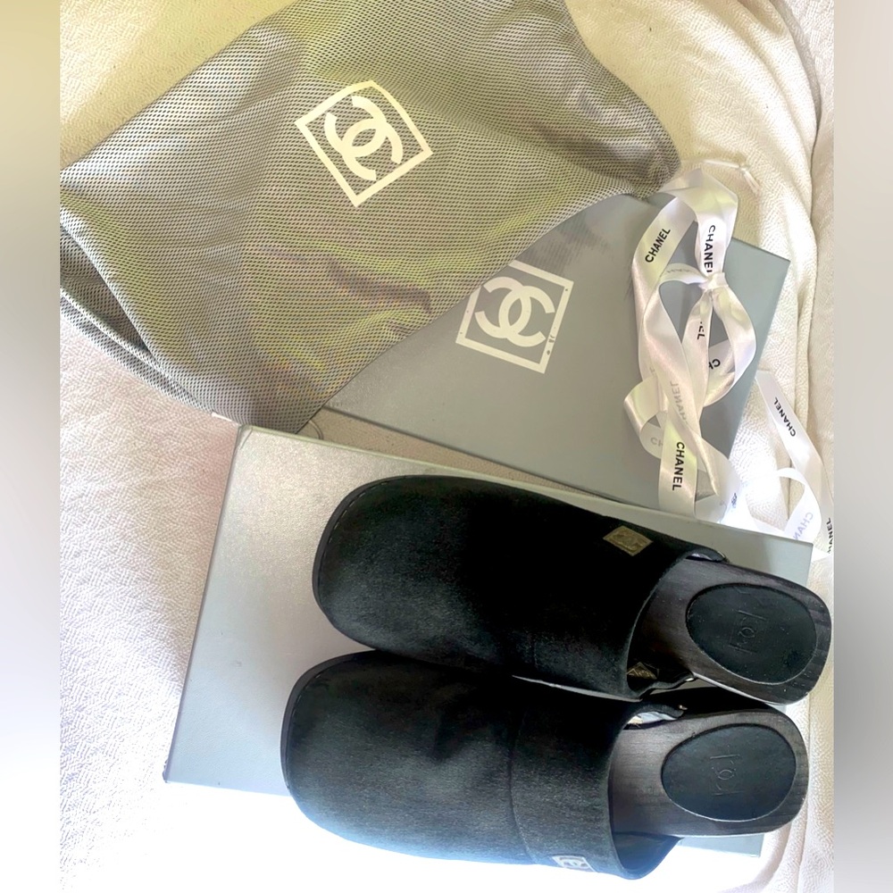 Vintage Chanel Suede Mules/Clogs